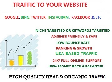 Get 100 traffic to your website form Google, Bing, YouTube, Twitter, Instagram, and many more