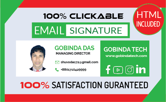 I will Design HTML email signatures or clickable email signature Design