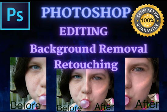 I will do any kind of Photoshop editing, background removal,Photo retouching and Photo manipulation 