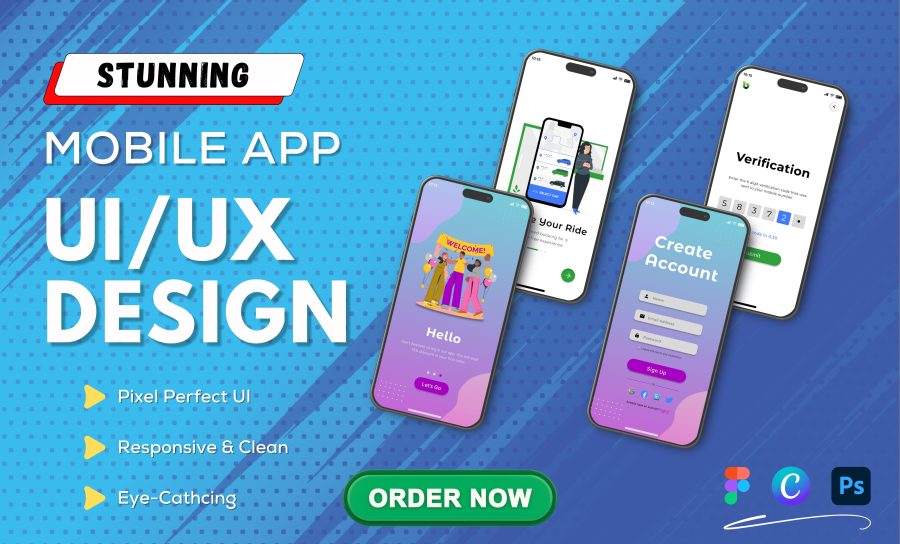 I will create unique full mobile app, onboarding, splash screen UI UX design in figma
