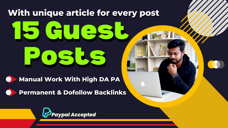 Write and publish 15 guest posts on LinkedIn, Medium, Behance, Diigo etc sites with high DA