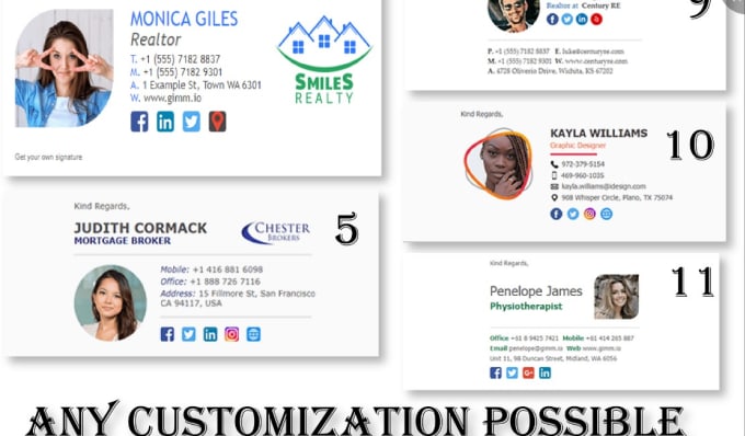 I will create HTML clickable professional email signature