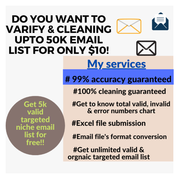 I can do email list varification/validation and cleaning invalid emails