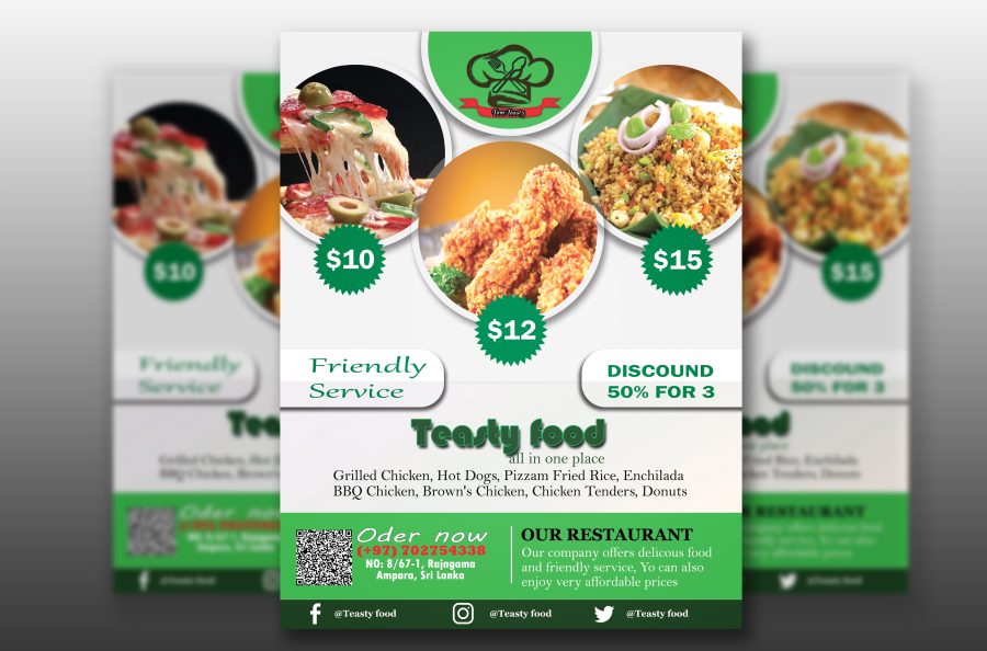 I will design any food menu, food flyer or poster, free logo