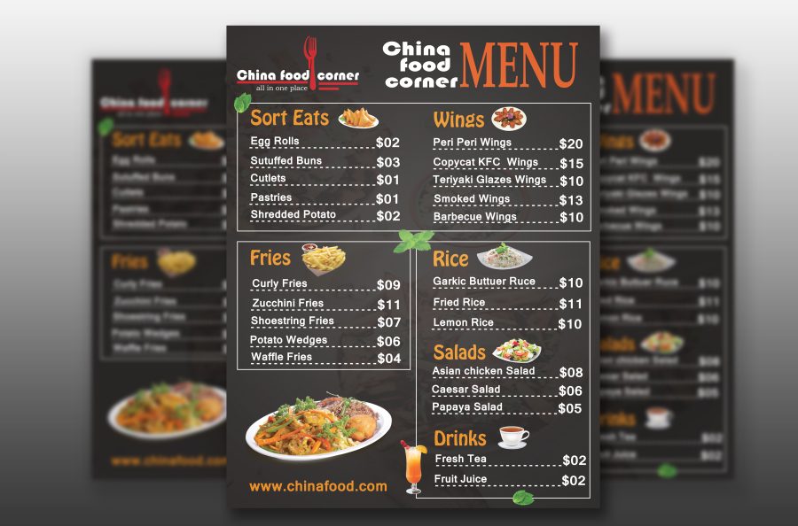 I will design any food menu, food flyer or poster, free logo