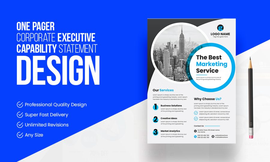 I will do corporate one pager executive summary capability statement job hiring flyer