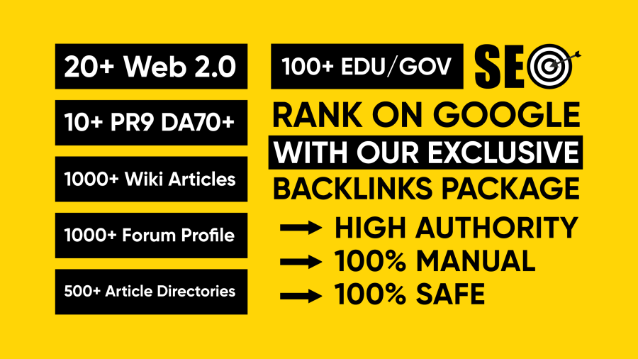 Exclusive-2630+ Backlinks Package, 20+ Web2.0, 10+ DA70+ PR9, 1000+ Wiki, 1000+ Forum and more
