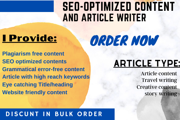 I will write SEO friendly articles, blog posts, and website content