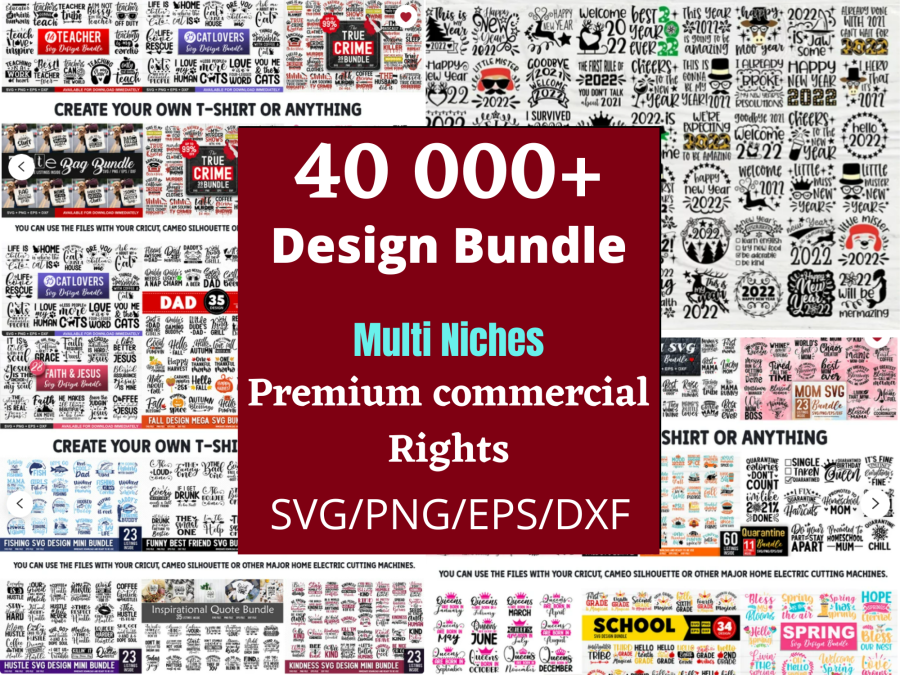 I will give 40 000+ tshirt designs, svg, png, dxf, eps