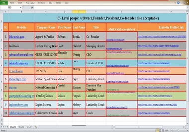 I will provide 30 High-quality, valid and active leads and web research