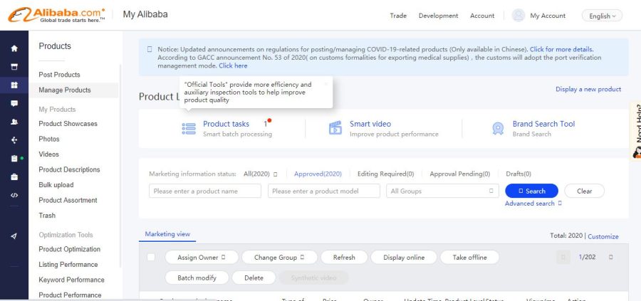 I will add your product posting and product listing on alibaba