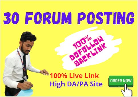 Manually Do 30 Forum Posting SEO Backlinks for google ranking.