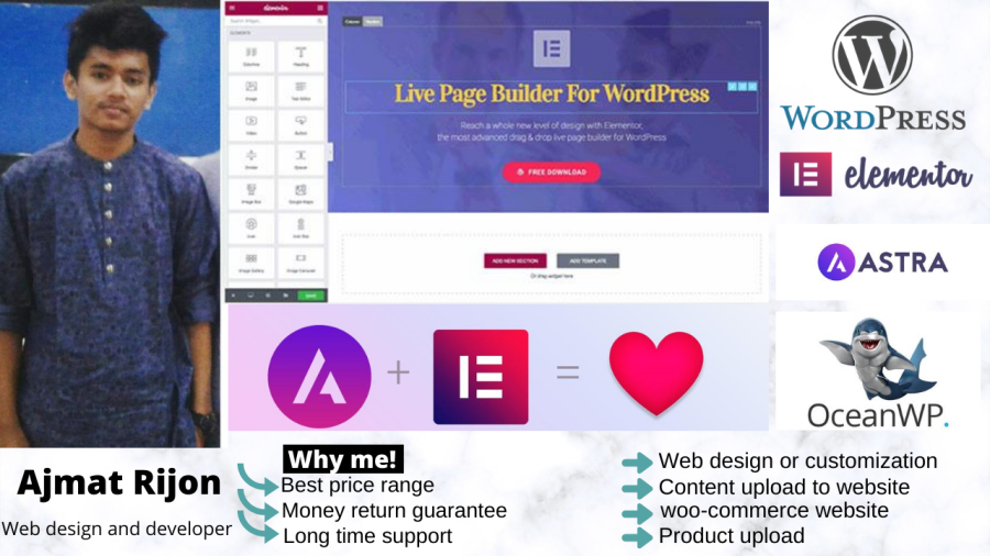 I will build your website with free elements and responsive design