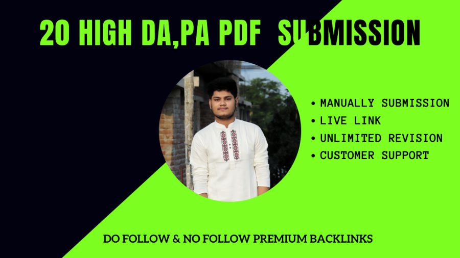 I will manually do PDF submission to top 20 high DA site with premium backlinks
