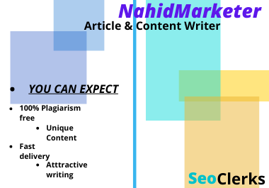 I will do 900 Word SEO Friendly article writing,blog post website content writing