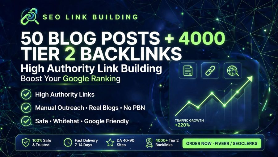 I Will Provide 50 Blog Posts and 4,000 Tier 2 Link Building Backlinks
