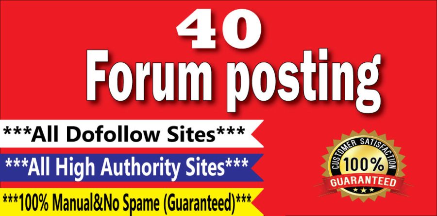 Manually Create 40 Forum Posting Dof0llow Backlinks On High DA/PA Sites