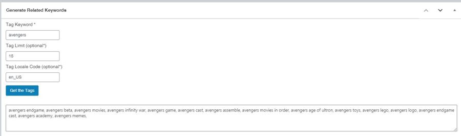 Google Related Keywords Generator plugin for Wordpress