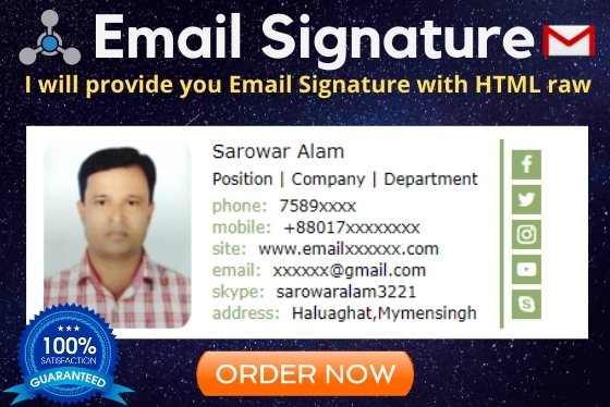 I will create a clickable HTML Signature for Gmail,Outlook etc