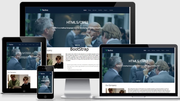 create professional website using html css and bootstrap