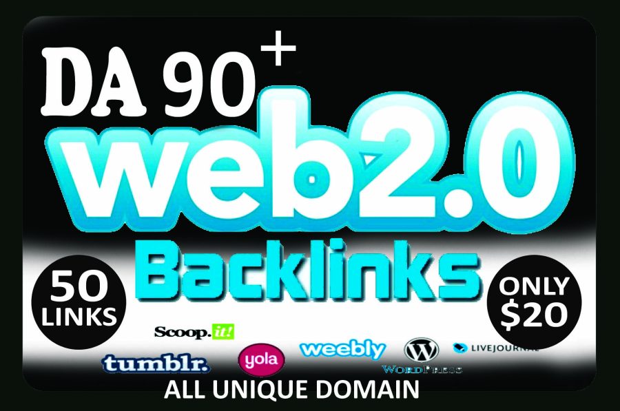 Manually build 50 Web 2.0 DA 90 plus SEO dofollow backlinks 