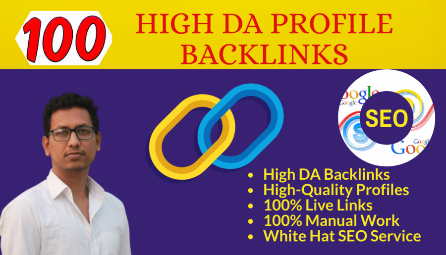 I will create manually 100 High DA 60+ profile backlinks for SEO ranking