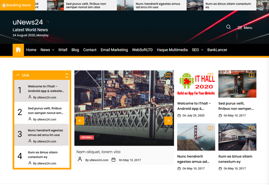 Online News Portal - WP Website - Android Mobile app - With Free Web hosting