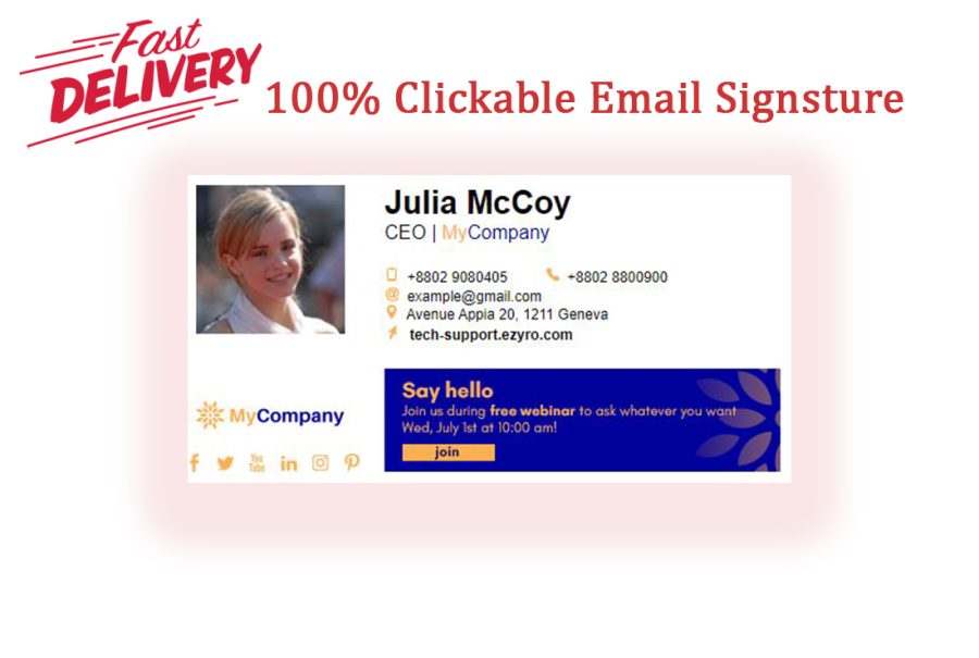I will make a clickable HTML email signature