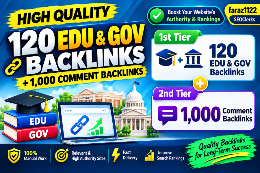 120 EDU & GOV Backlinks + 1,000 Comment Backlinks High Quality SEO Link Building
