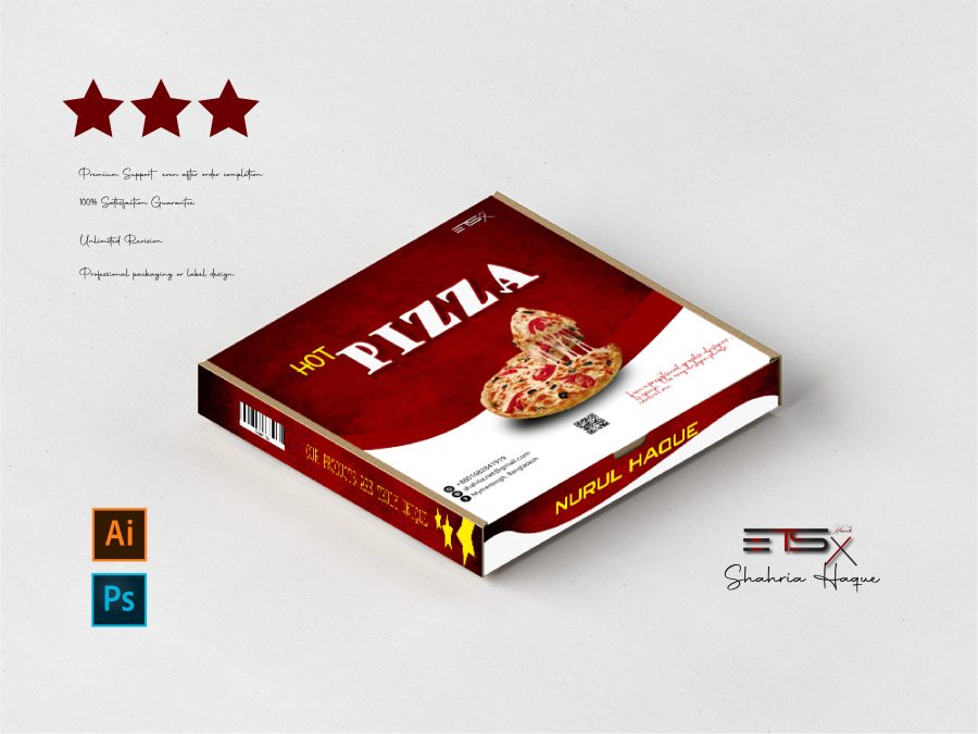 I will do Professional Pizza box and Packaging label 
