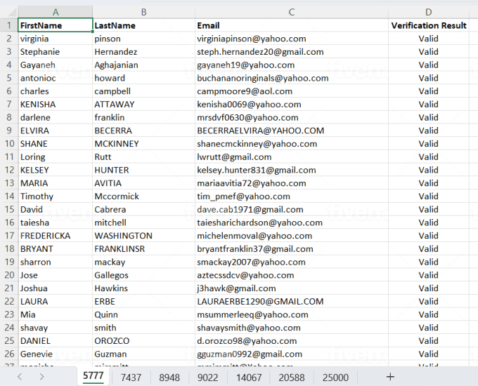 I will do bulk 1k email verification, validation and list cleaning services