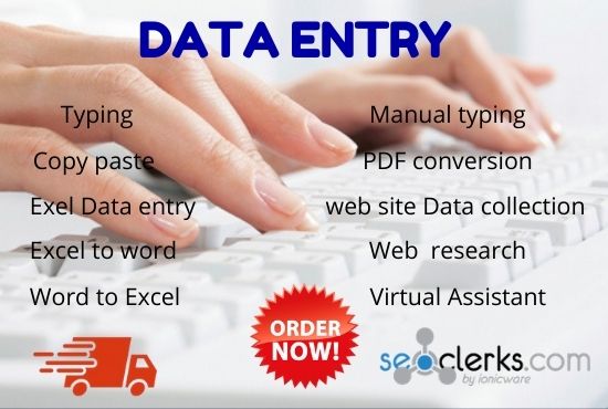 I will do data entry, copy paste,typing and web research jobs.