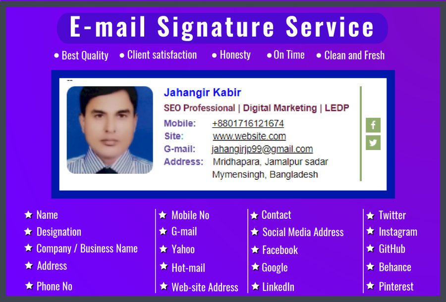 I will Provide you a fantastic E-mail Signature work 