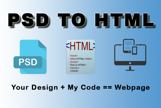 convert psd to html or image to html responsive website
