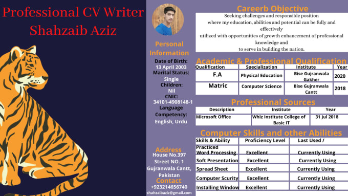 I will write and design a professional resume and CV writing in 1 hour in very lower price