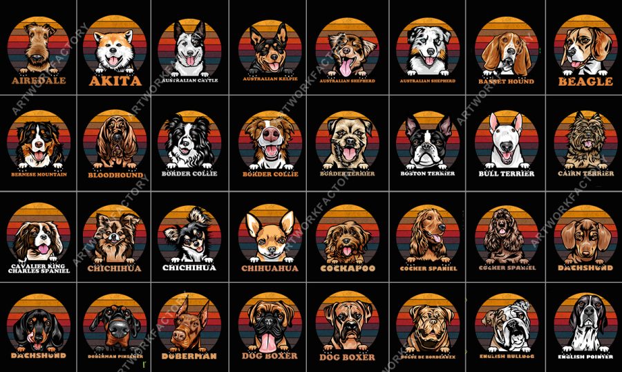 Instant Download 200 Dogs Face SVG T shirt Design Vintage template