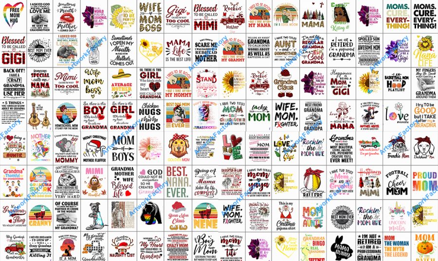 Send 2800 PNG files Tshirt Design Mother Family for Print On Demand