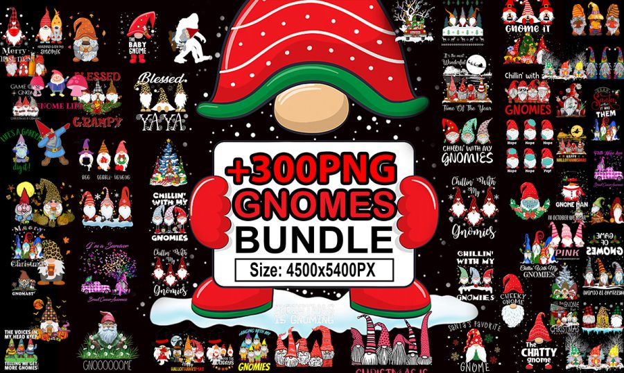 Send 300 Tshirt Design PNG Christmas Gnomes for Print On Demand