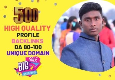 create 500 High-Quality profile backlinks and SEO services with 100% satisfaction guarantee.