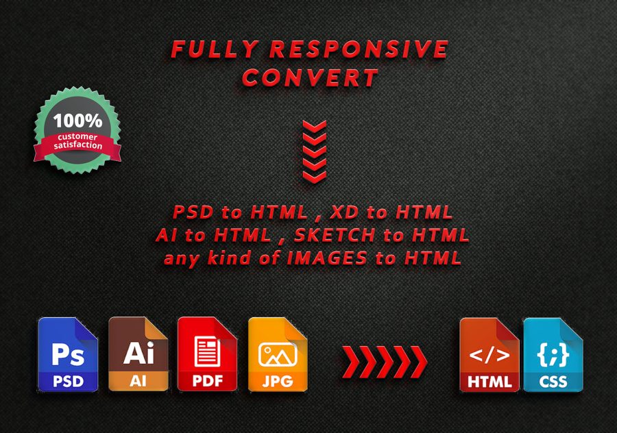 I will design fully responsive website form psd to html,xd to html or any king of images to html