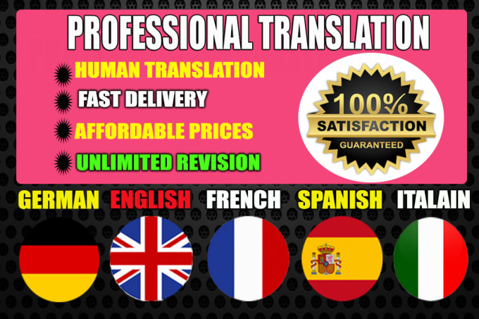 I will professionally translate your English, German or Spanish, French Italian or Arab text.