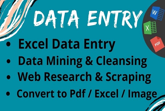 I will do excel data entry, copy paste tasks, typing, data entry jobs
