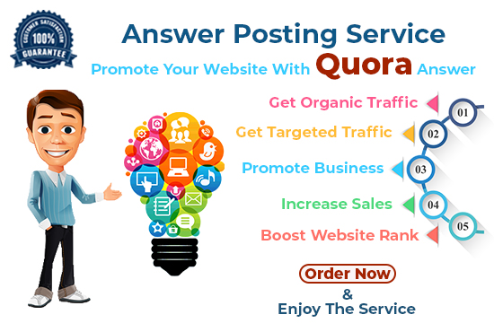 I will provide Guaranteed targeted Traffic with 60 High Quality Quora answers