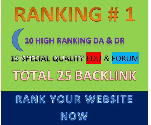 I will give usa 25 manually high da dr & edu & forum backlink for website ranking..