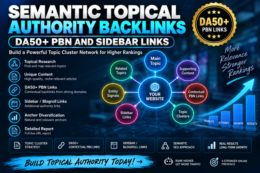 I Will Build Semantic Topical Authority Backlinks with DA50+ PBN and Sidebar Links