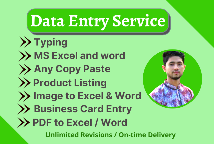 I will do fastest data entry, copy paste, excel data entry, pdf to excel, any typing
