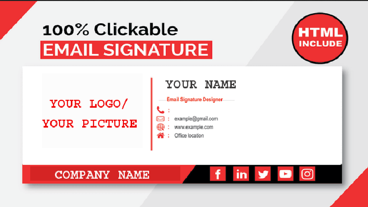 I will make a clickable HTML email signature for outlook, gmail etc