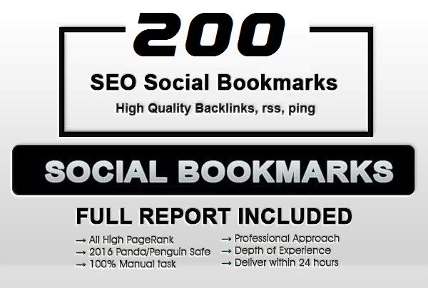 Add your site to 200+ SEO social bookmarks High Quality backlink, rss and ping