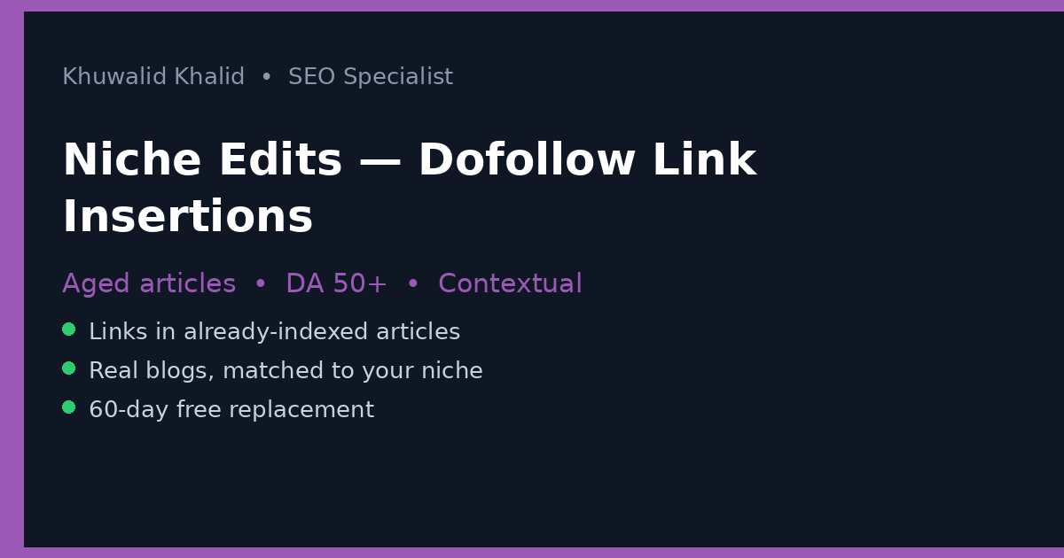 I will insert your dofollow link into a real aged article (niche edit, DA 50+)