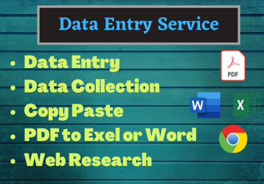 I will do data entry, data scraping, copy paste jobs, typing work